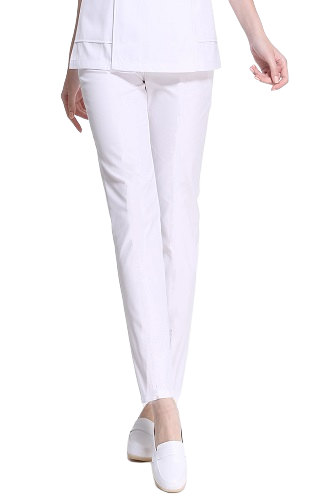 PANTALONI COTONE DONNA SLIM: pantaloni sanitari con elastico in vita modello femminile con gamba...